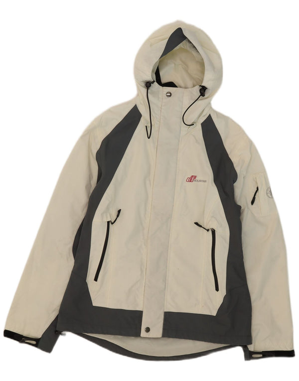Vintage Mens Hooded Rain Jacket UK 40 Large White Colourblock Polyamide