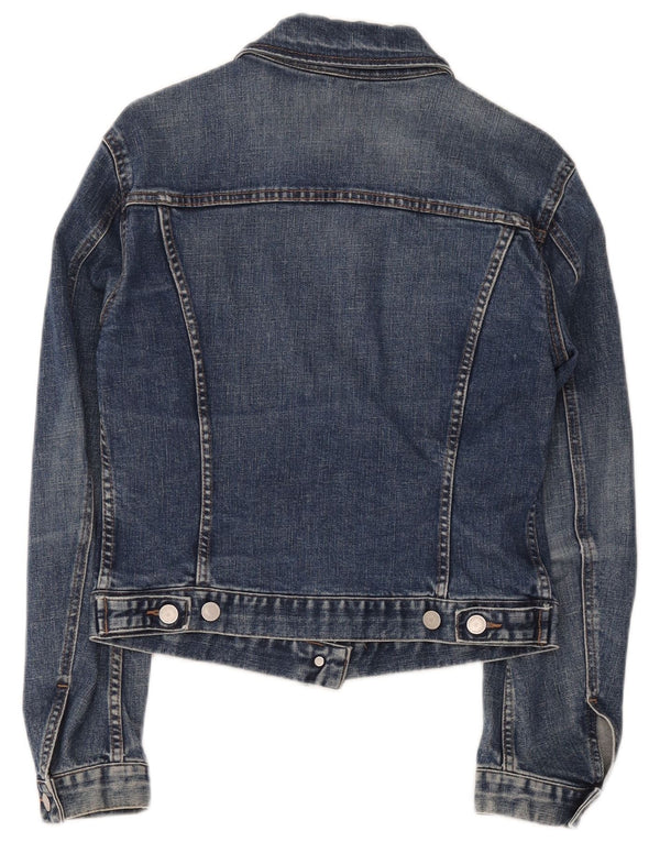 Benetton Chaqueta Vaquera Corta Mujer UK 42 Algodón Azul Medio