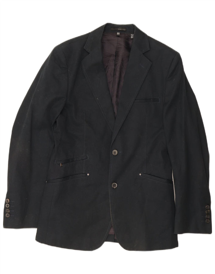 Zara Chaqueta Blazer De 2 Botones Para Hombre IT 48 Algodón Azul Marino Medio