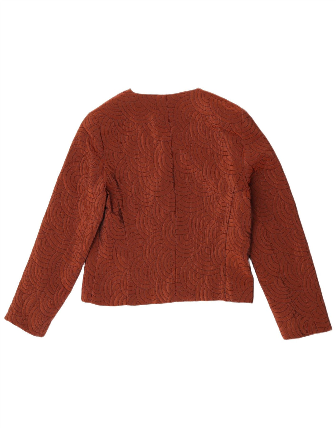 Vintage mujer 3 botones Blazer chaqueta Reino Unido 14 acetato geométrico marrón medio