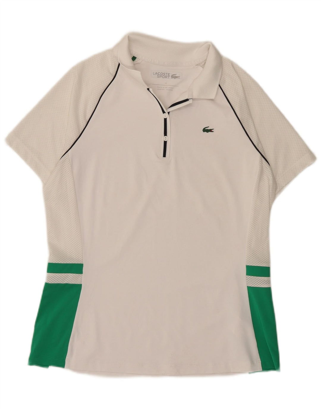 Polo Lacoste para mujer Talla 42 Poliéster color block blanco grande
