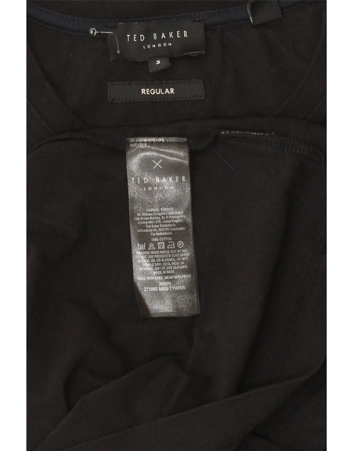 Ted Baker - Camiseta regular para hombre, talla 3, algodón negro mediano