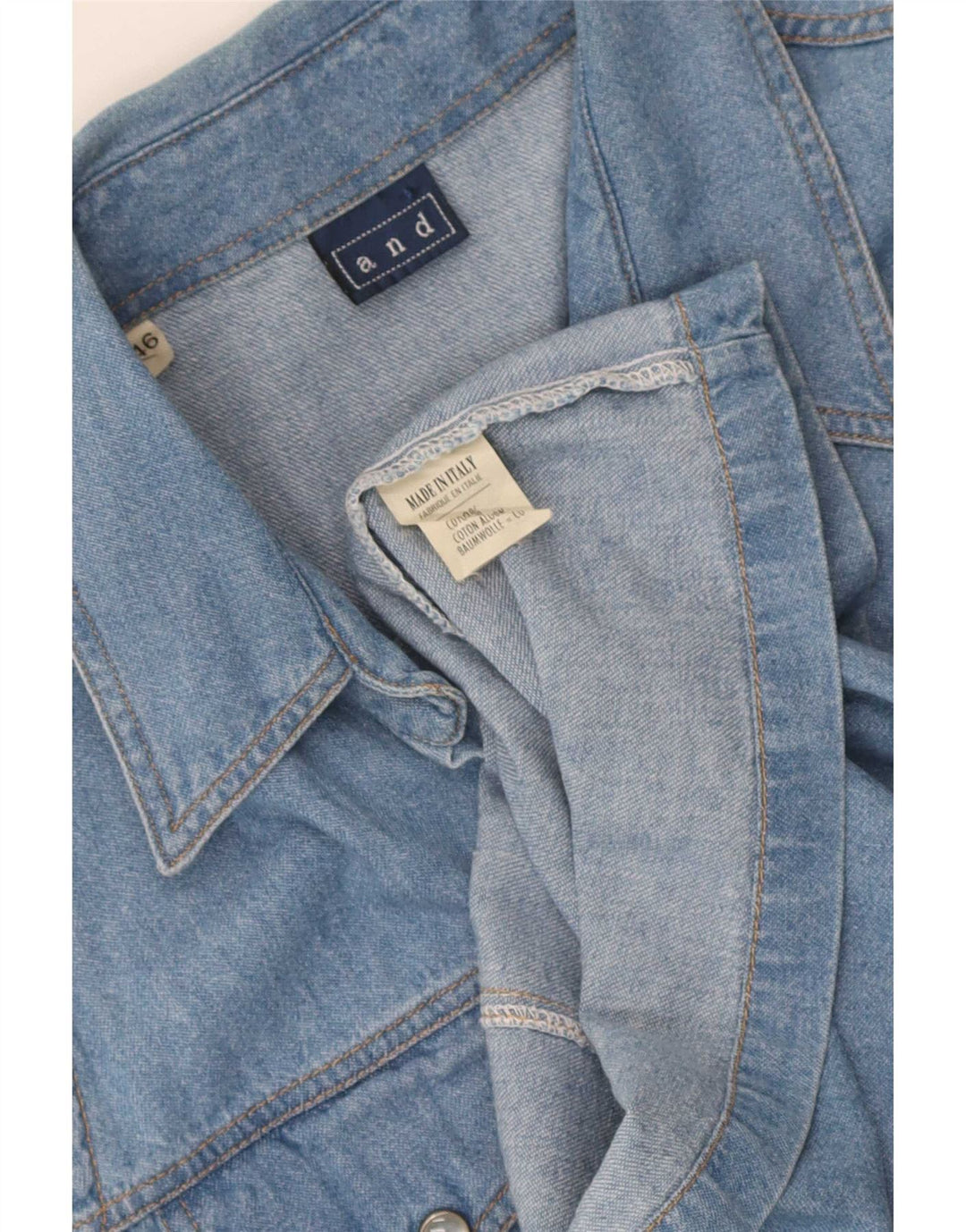 Y Camisa Vaquera Sin Mangas Para Mujer IT 46 Grande Azul Algodón