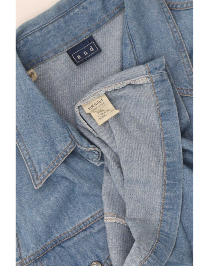 Y Camisa Vaquera Sin Mangas Para Mujer IT 46 Grande Azul Algodón