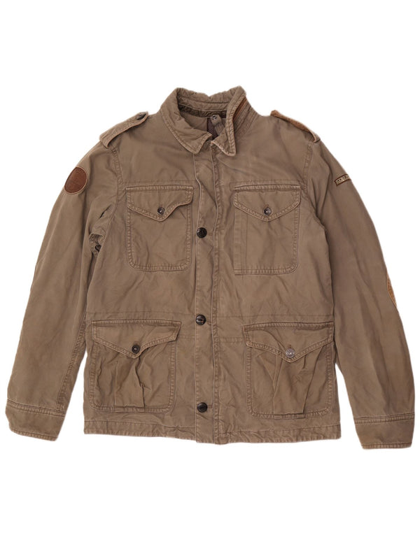 Napapijri Chaqueta militar geográfica para hombre Reino Unido 40 Grande Algodón gris