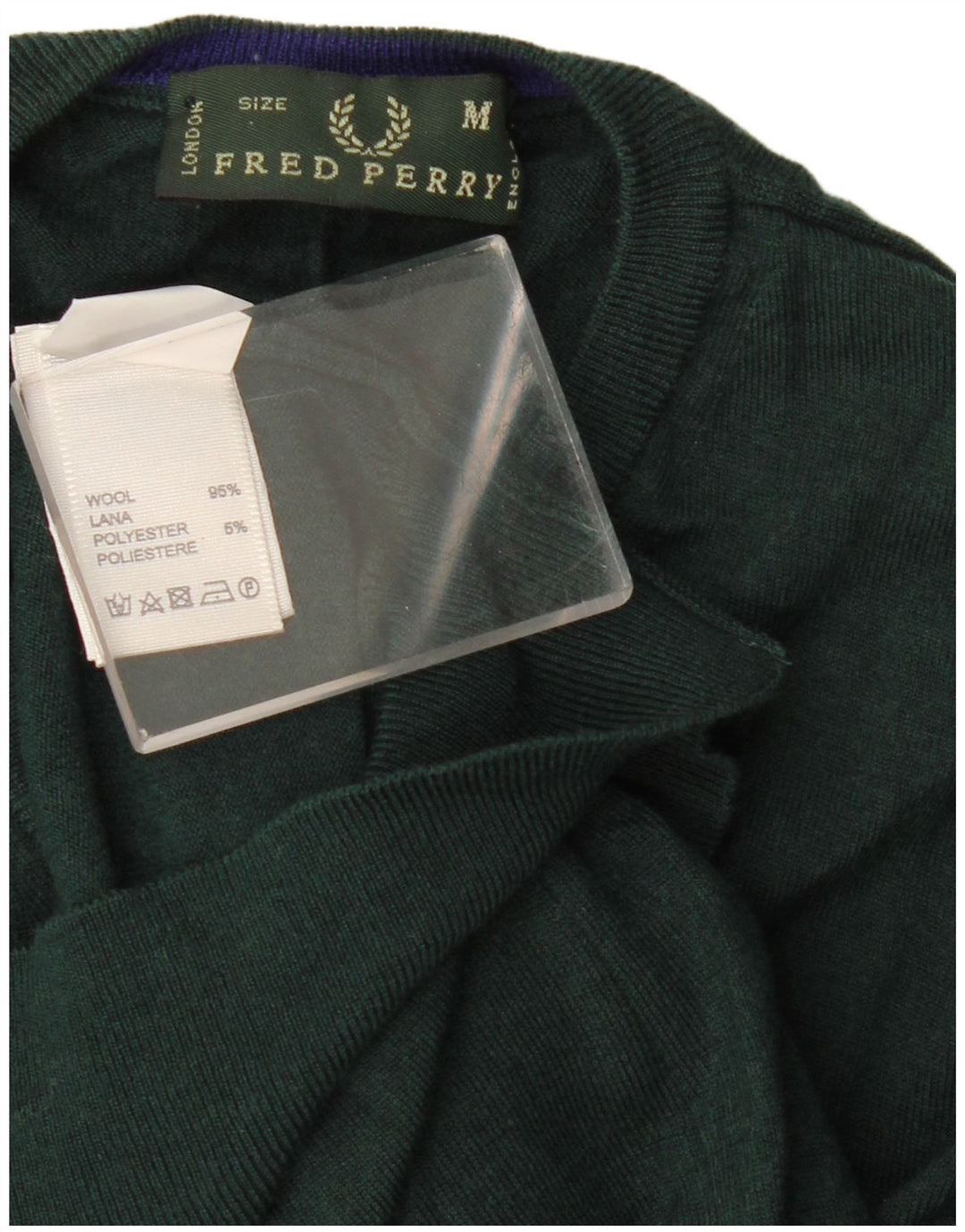 Fred Perry Hombre Jersey Con Cuello En V De Lana Verde Medio
