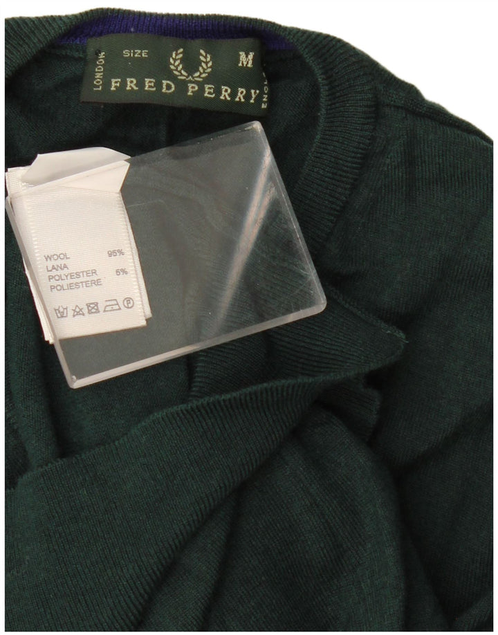 Fred Perry Hombre Jersey Con Cuello En V De Lana Verde Medio