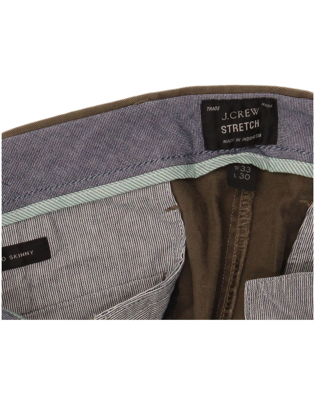 J. CREW Pantalones chinos ajustados para hombre W33 L30 Algodón caqui