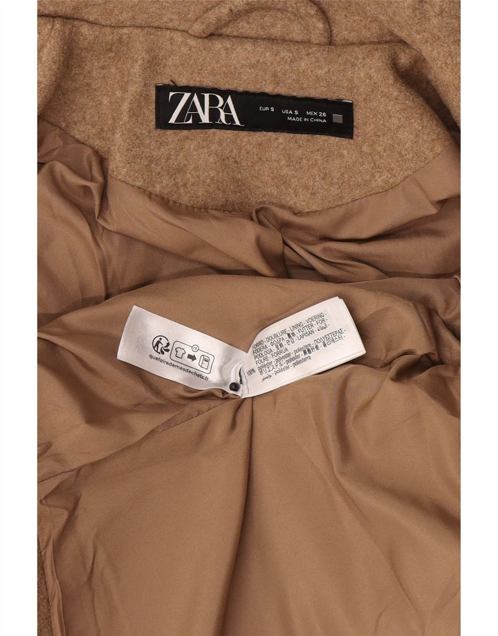 Zara Mujer Bomber Jacket UK 10 Small Marrón Poliéster