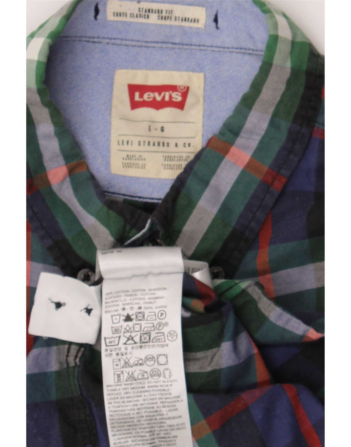 Levi's Camisa de corte estándar para hombre de algodón a cuadros multicolores grandes