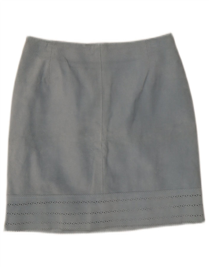 Falda de cuero vintage para mujer IT 42 Medio W27 Cuero azul