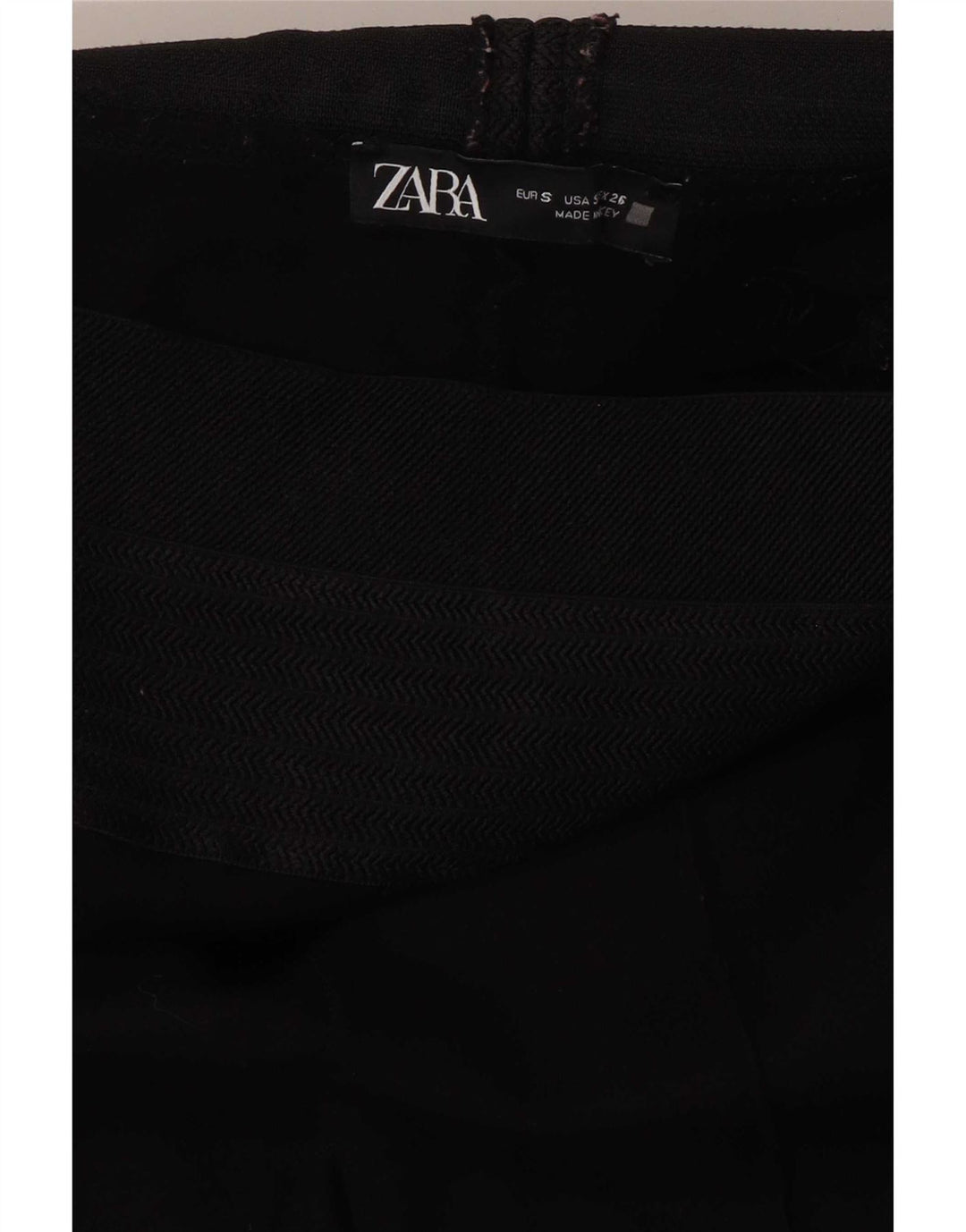 Zara Mujer Crop Leggings UK 8 Small Black Herringbone