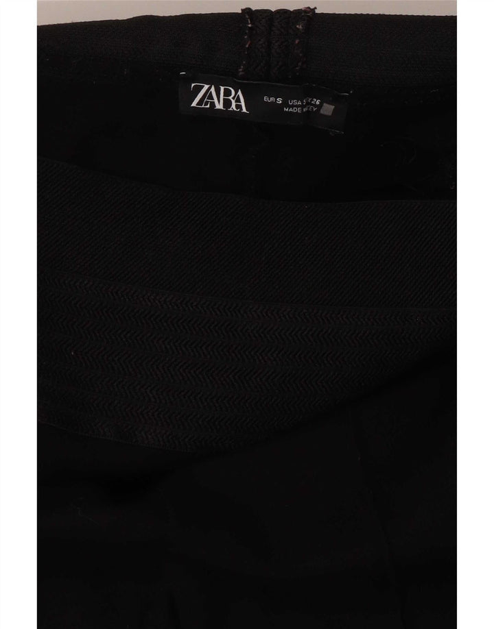 Zara Mujer Crop Leggings UK 8 Small Black Herringbone