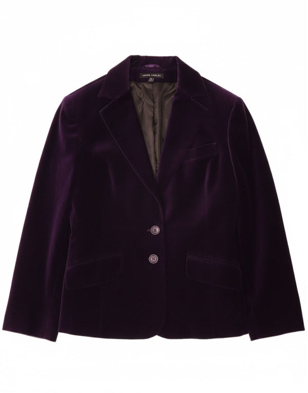 LAURA ASHLEY Chaqueta Blazer de Terciopelo con 2 Botones para Mujer UK 40 Grande Púrpura
