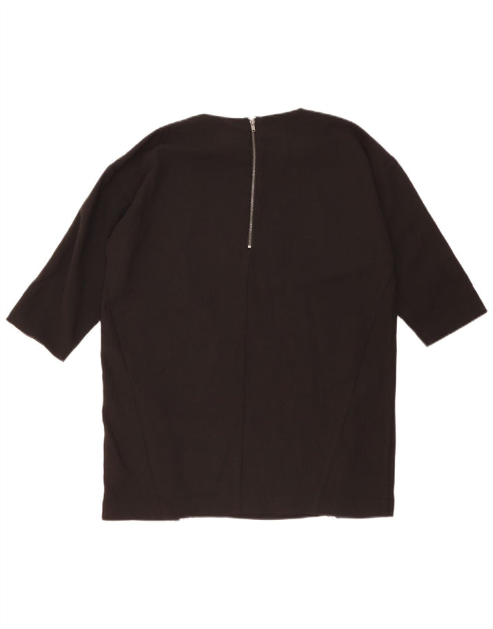 Oasis Blusa extragrande de manga 3/4 para mujer UK 10 Small Poliéster negro