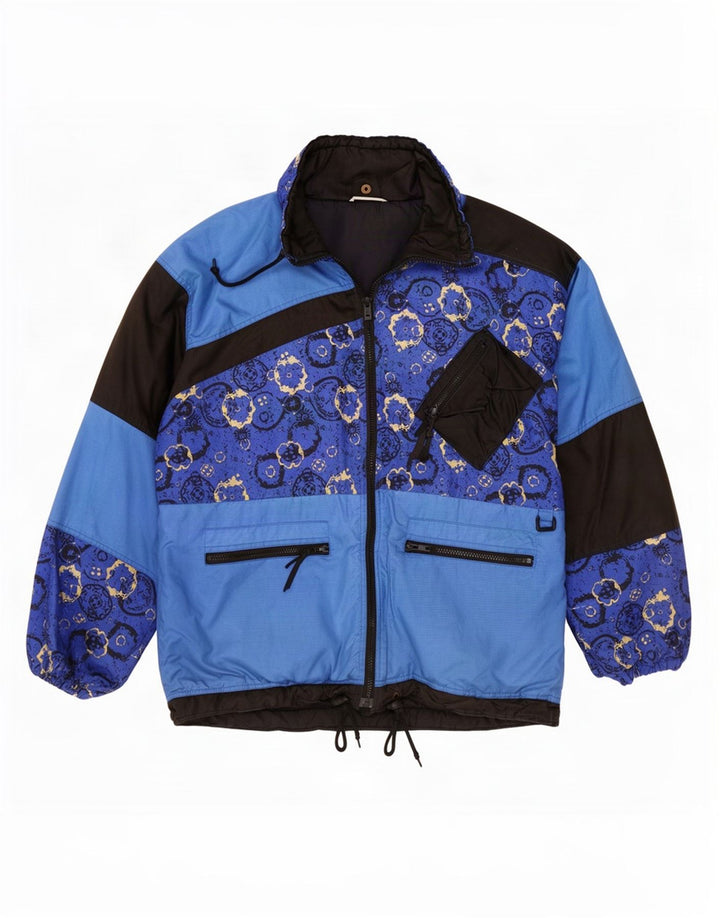 Chaqueta de esquí vintage para hombre Reino Unido 40 Bloque de color azul grande