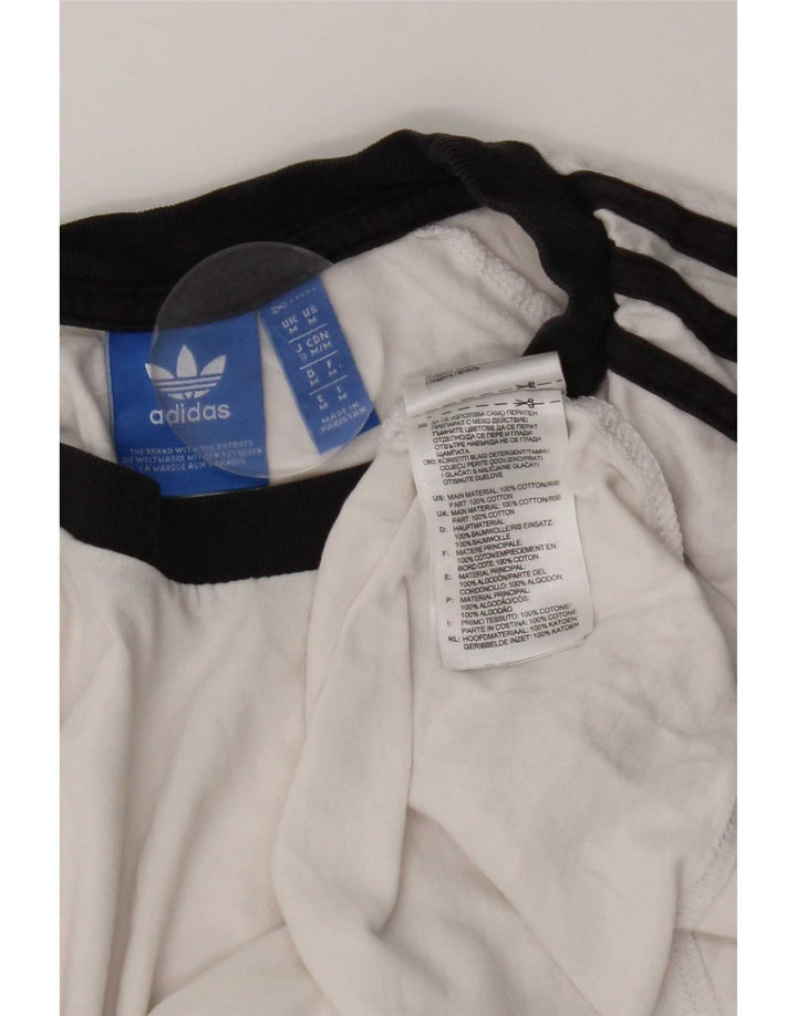 Adidas Hombre Camiseta Top Medium Blanco Colorblock Algodón