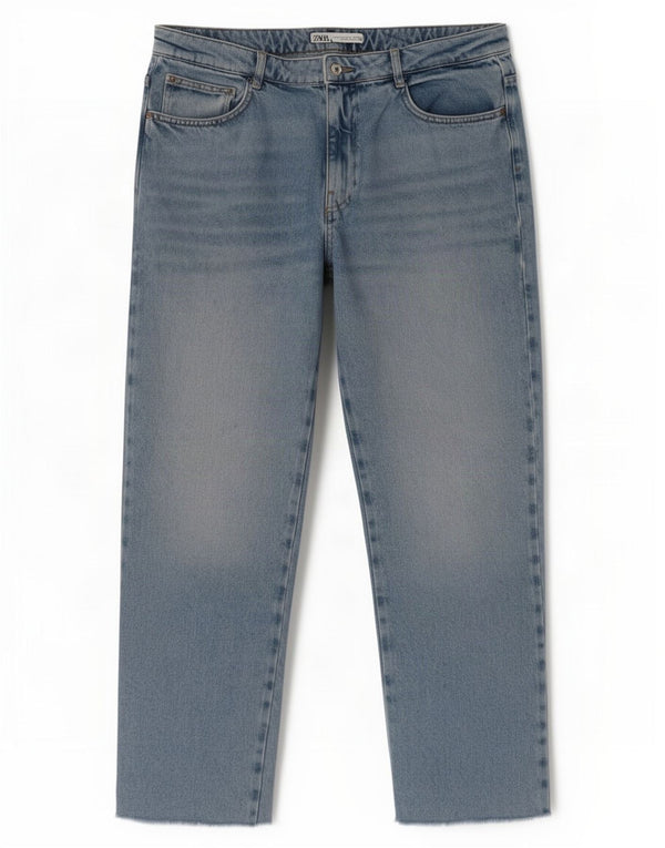 Zara Jeans rectos para mujer EU 42 Large W32 L28 Algodón azul