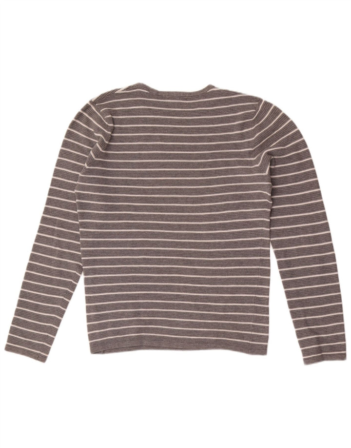 Zara Hombre Top Manga Larga Algodón Rayas Gris Medio