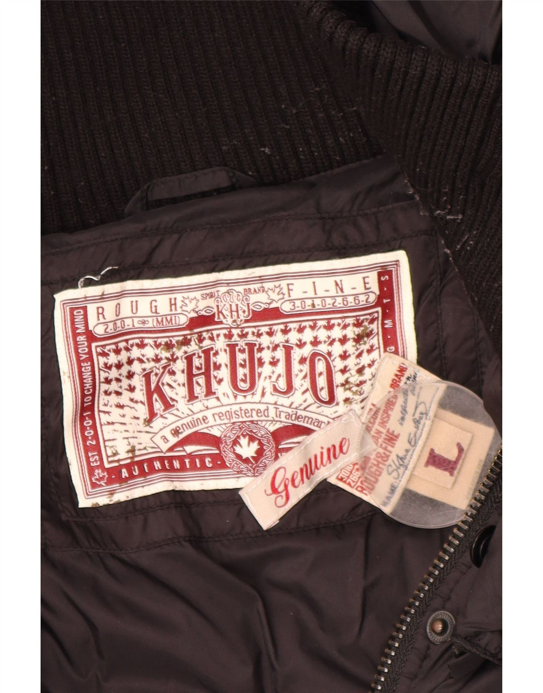 KHUJO Chaqueta acolchada con capucha para mujer UK 46 Large Black Nylon