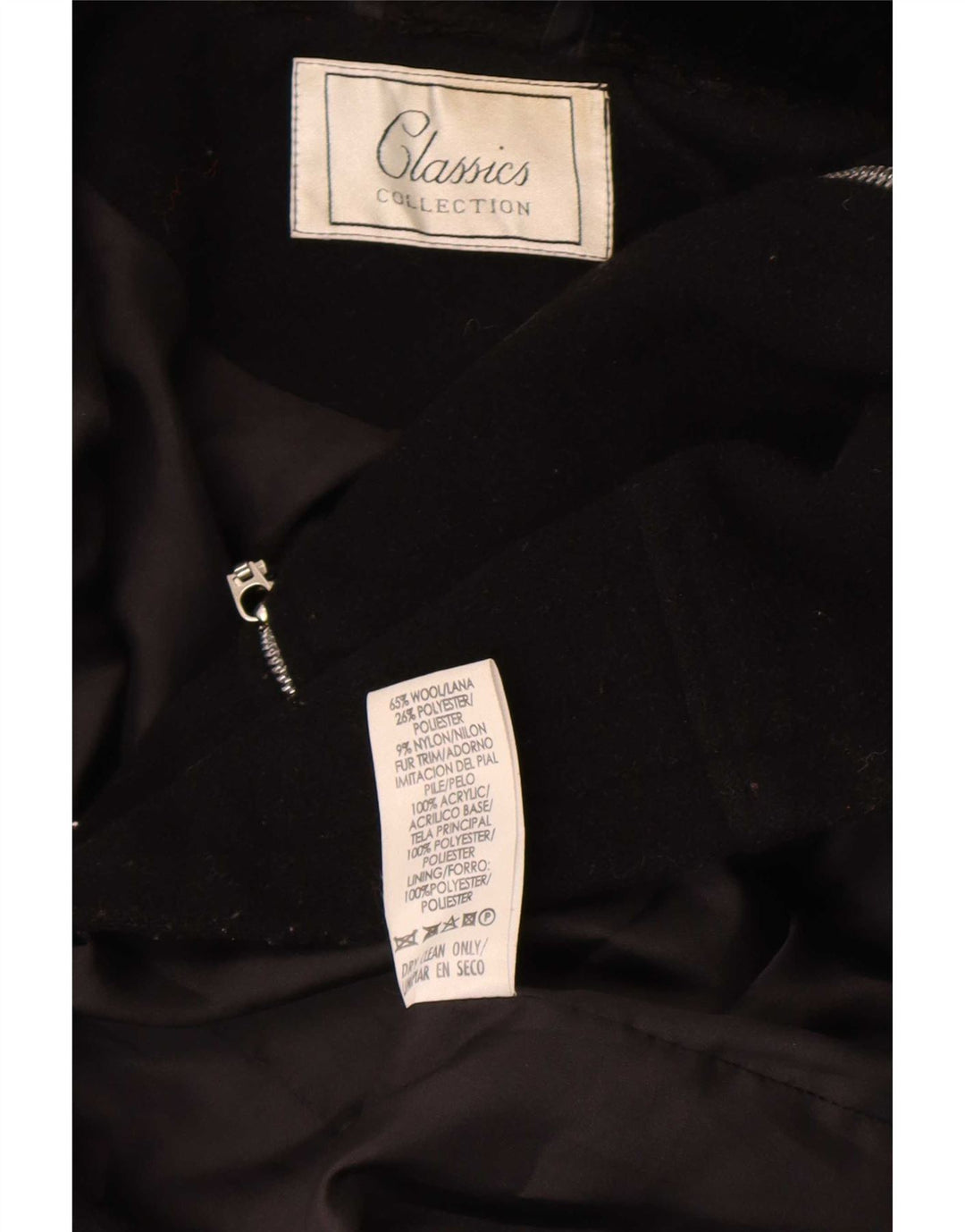St. Bernard Abrigo con cremallera completa para mujer UK 10 Small Black Wool