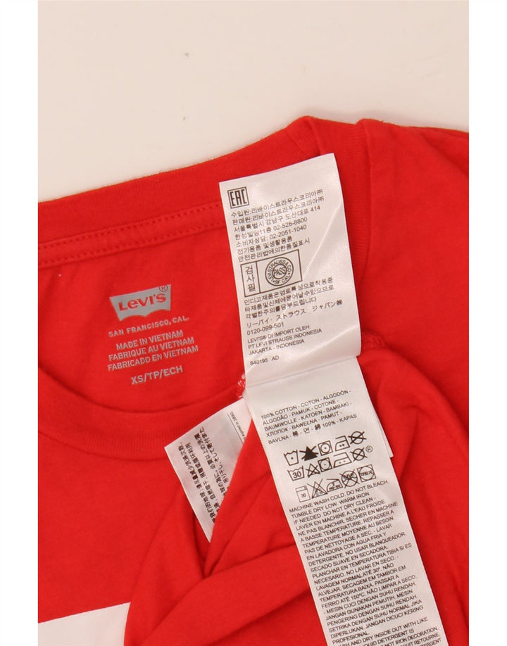 LEVI'S Camiseta gráfica para mujer Top UK 6 XS Algodón rojo