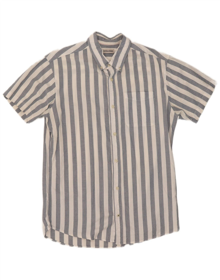Camisa Jack & Jones Hombre Manga Corta Algodón Rayas Azul Medio
