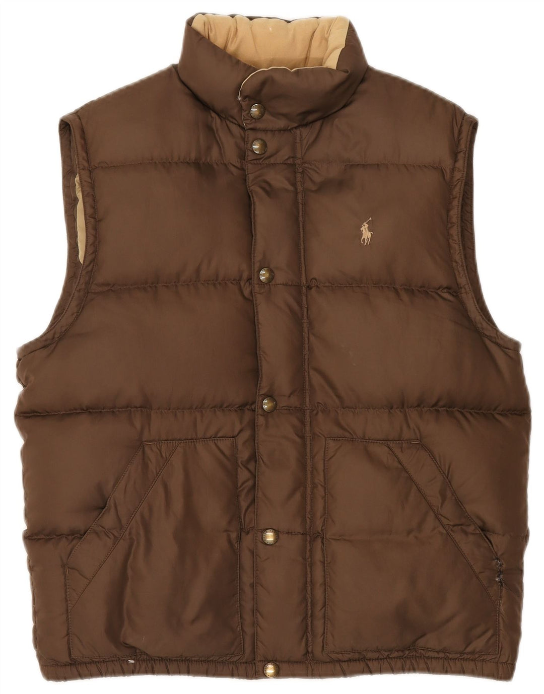Ralph Lauren Chaleco acolchado para hombre UK 38 Poliéster marrón medio