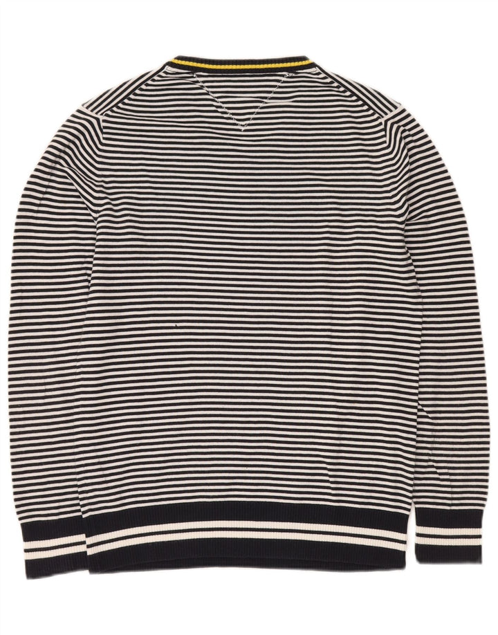 TOMMY HILFIGER Jersey con cuello en V para hombre pequeño de algodón a rayas azul marino