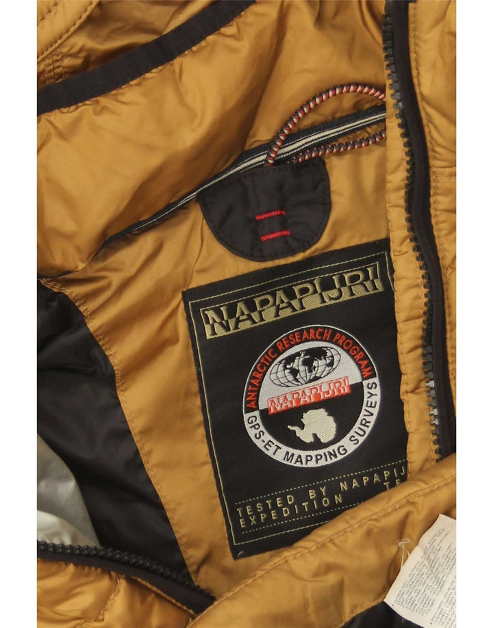Napapijri Chaqueta acolchada con capucha para mujer UK 10 Small Gold Poliéster