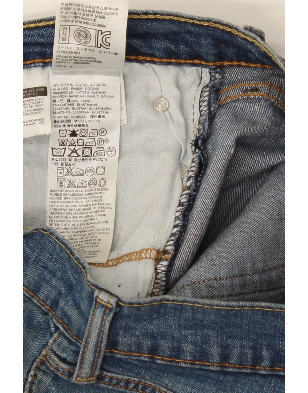 Levi's Hombre 511 Slim Jeans W34 L32 Algodón Azul