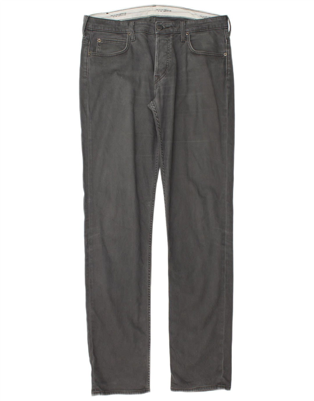 LEE Hombres Powell Pantalones Casuales Rectos W34 L36 Algodón Gris