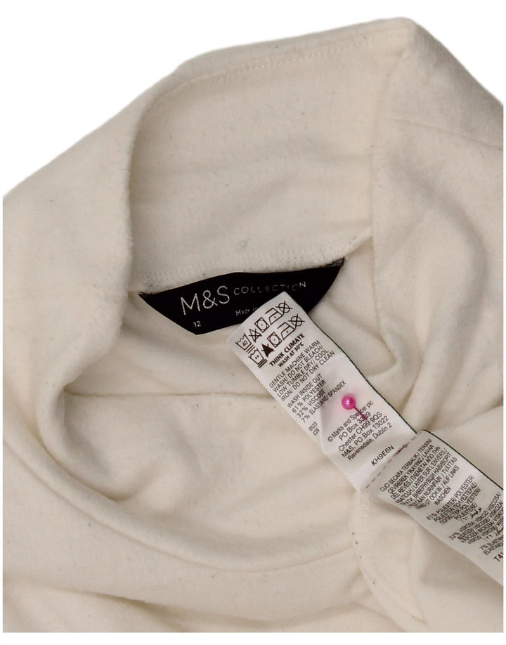 Marks & Spencer Top para mujer de manga larga UK 42 Poliéster blanco mediano