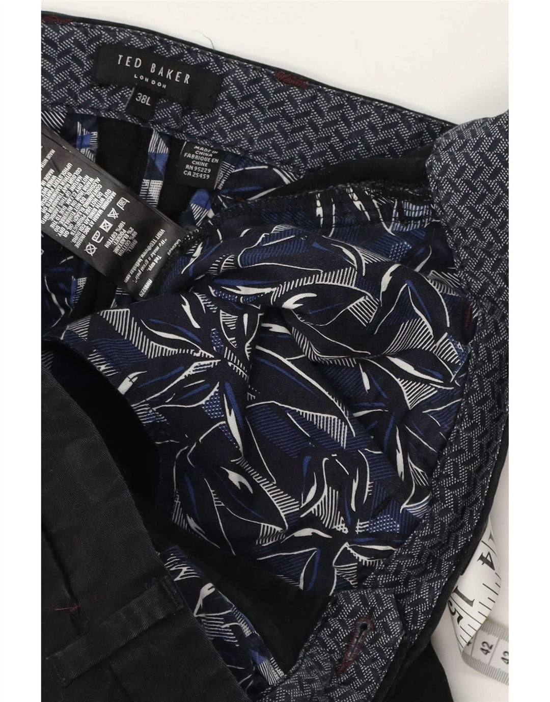 Pantalones de traje ajustados para hombre de Ted Baker W38 L34 Algodón negro