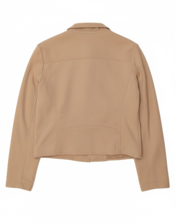 GUESS Chaqueta bomber corta para mujer UK 10 Small Beige Poliéster