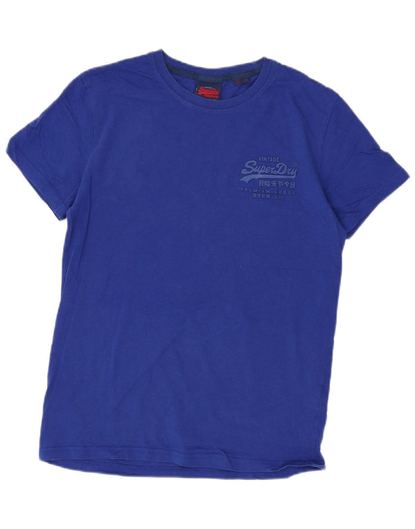 Superdry Hombre Camiseta Top Algodón Azul Medio