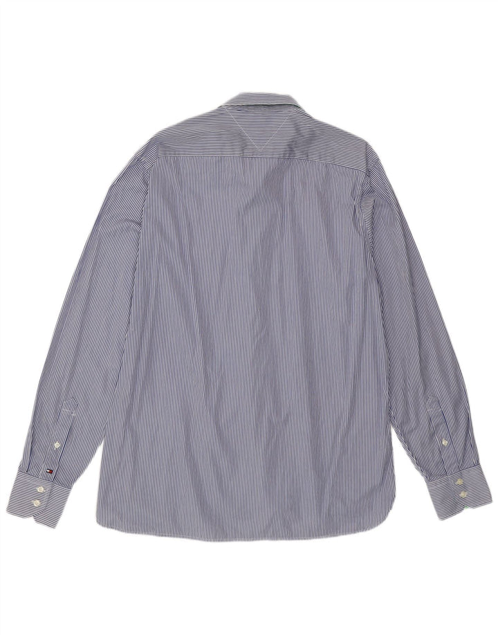 TOMMY HILFIGER Mens Shirt Large Blue Striped Cotton
