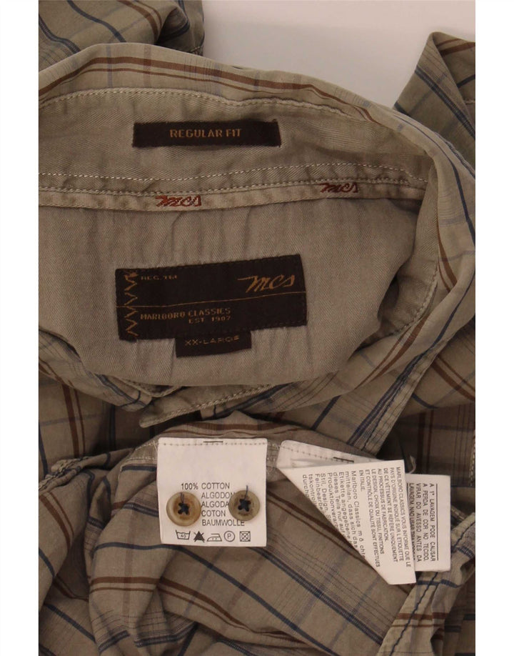 Marlboro Classics Camisa de corte regular para hombre 2XL Algodón a cuadros caqui
