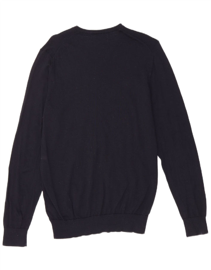 Marks & Spencer Jersey con Cuello en V para Hombre Lana Merino Azul Marino Medio