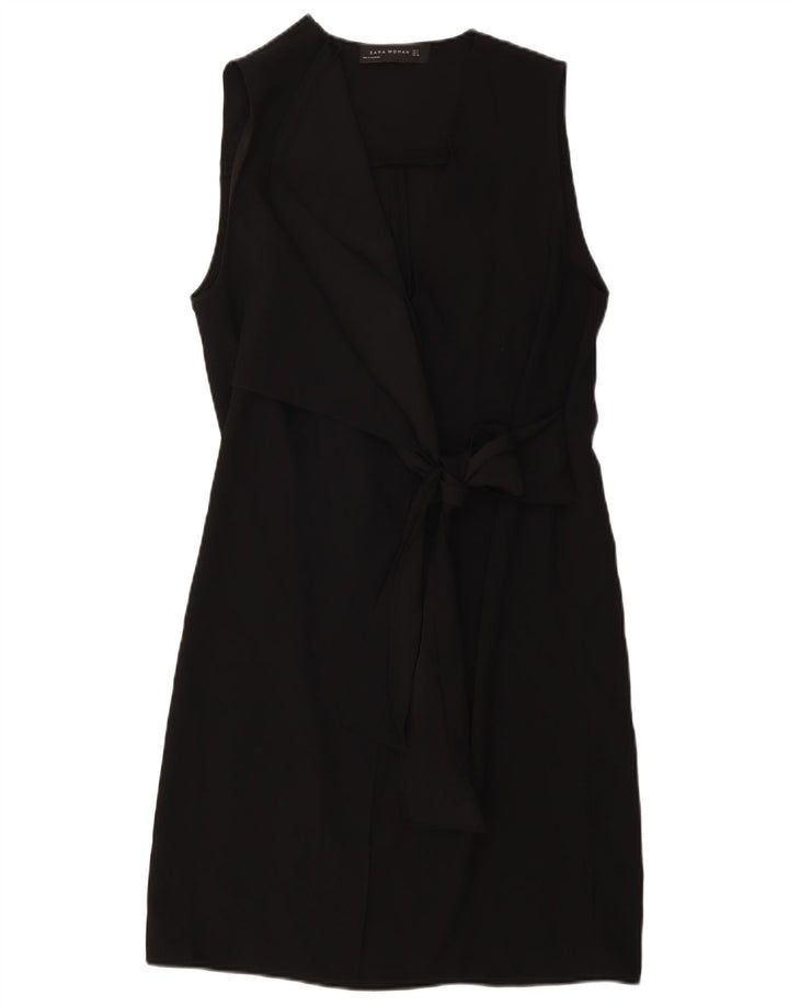 Zara Mujer Vestido Cruzado Sin Mangas UK 44 Mediano Negro