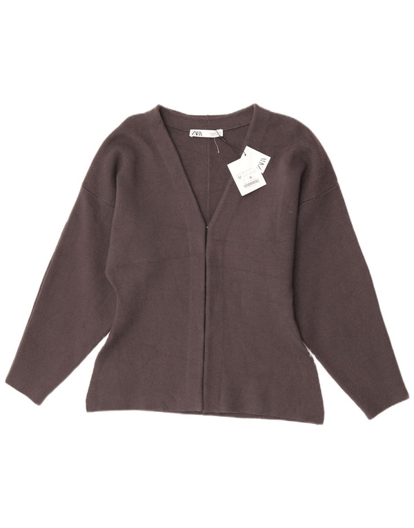 Zara Mujer Cárdigan Suéter UK 42 Viscosa Gris Medio
