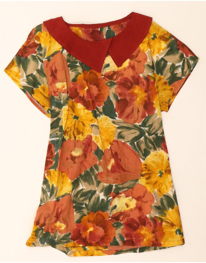 Vintage mujer A-Line vestido Reino Unido 14 medio multicolor floral