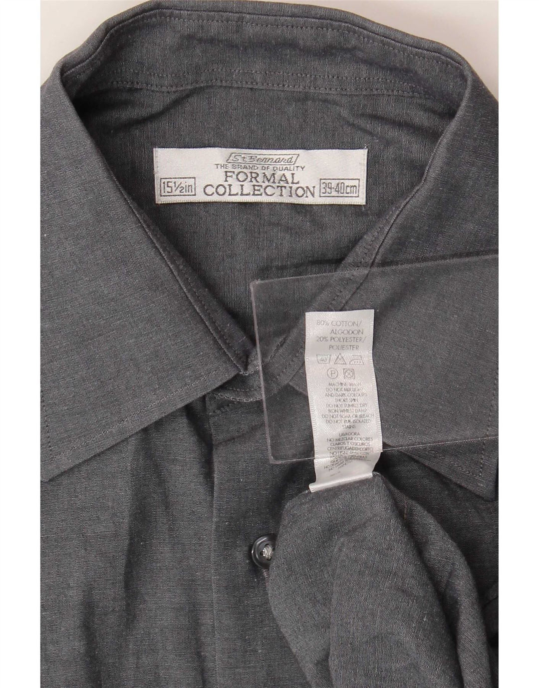 Camisa San Bernardo Hombre Talla 39/40 15 1/2 Algodón Gris Medio