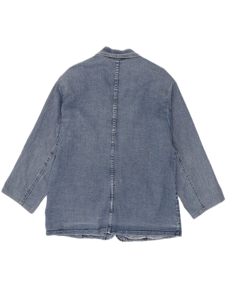 VINTAGE Womens 2 Button Denim Blazer Jacket UK 22 3XL Blue