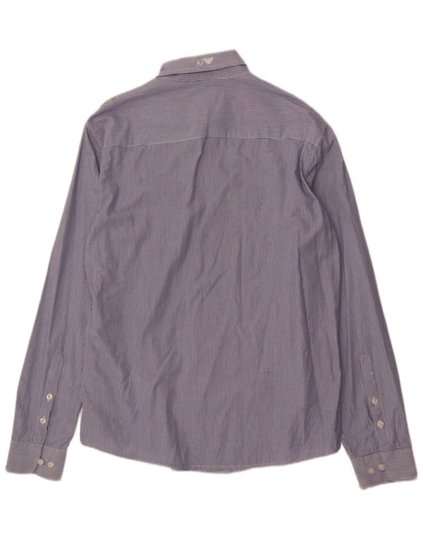 Armani Jeans Camisa ajustada para hombre 2XL Algodón azul a rayas
