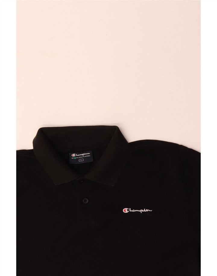 CHAMPION Polo para hombre grande de algodón negro