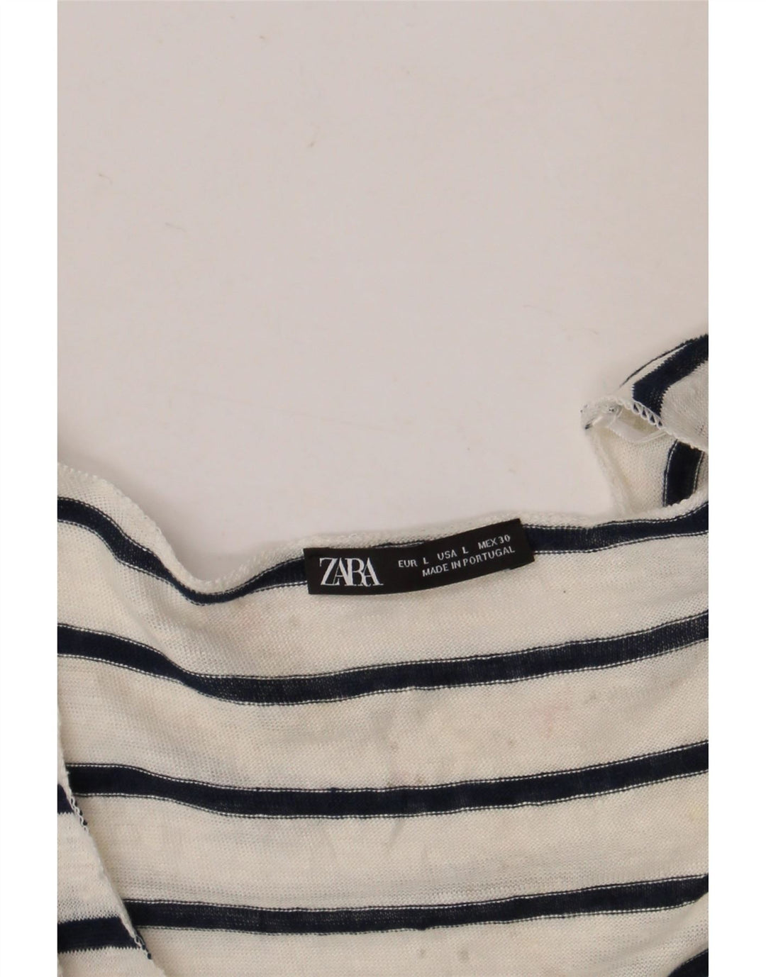 Zara Camiseta Mujer Top UK 40 Grande Rayas Blancas
