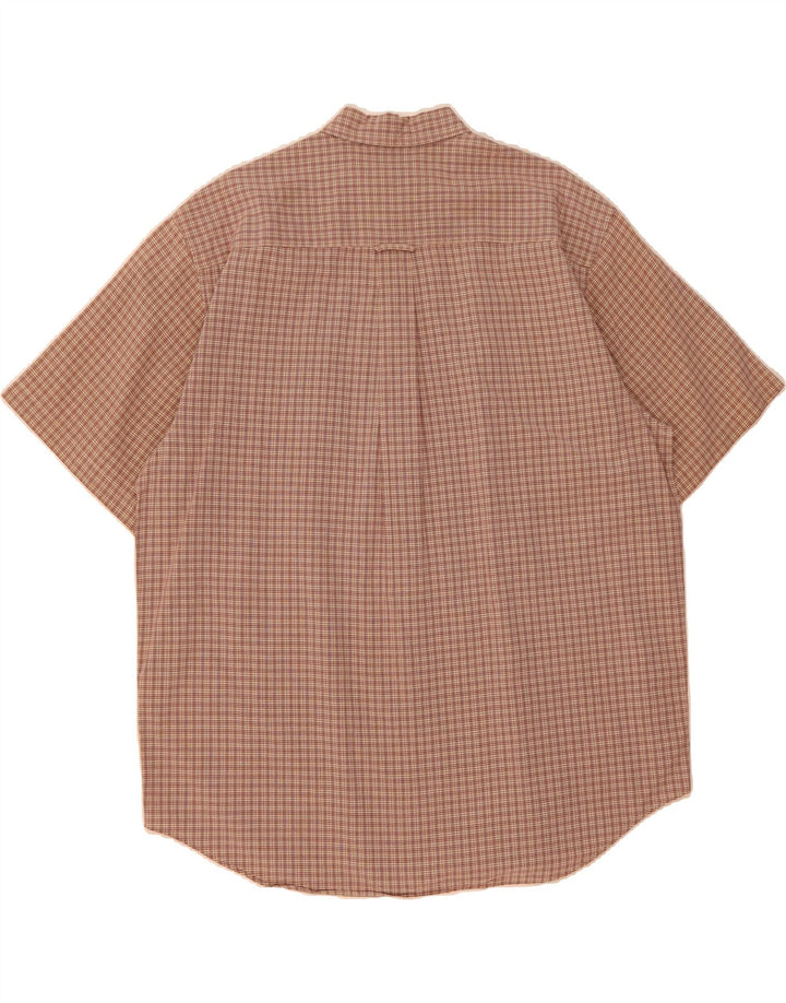 EDDIE BAUER Camisa de manga corta para hombre de algodón a cuadros marrón grande