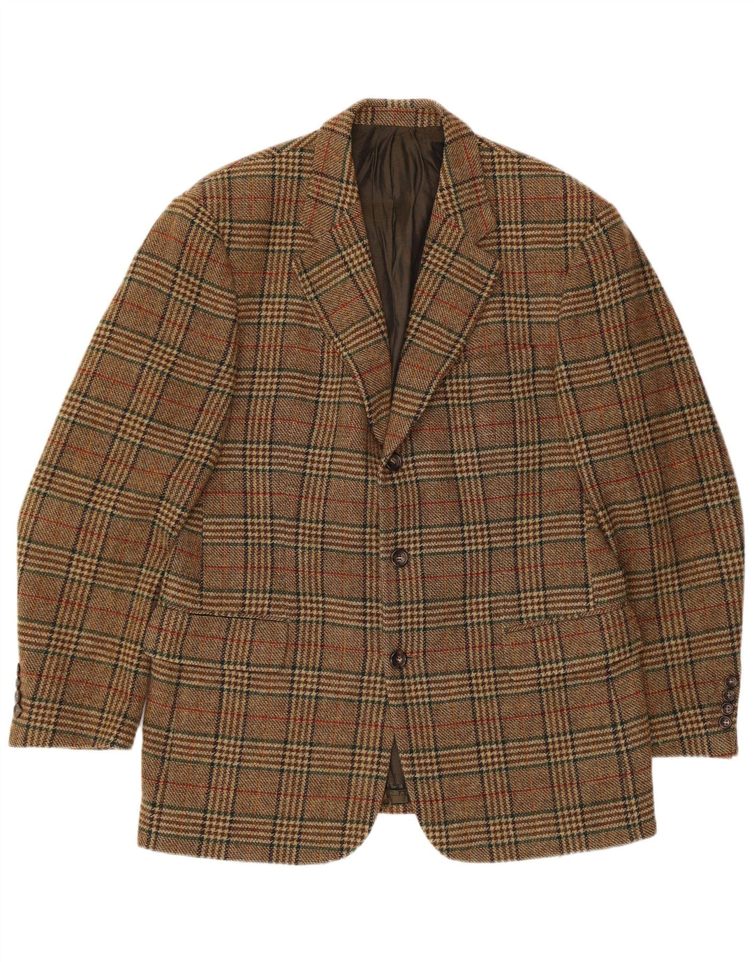 Hugo Boss Chaqueta tipo blazer de 3 botones para hombre EU 52 XL Lana virgen a cuadros beige