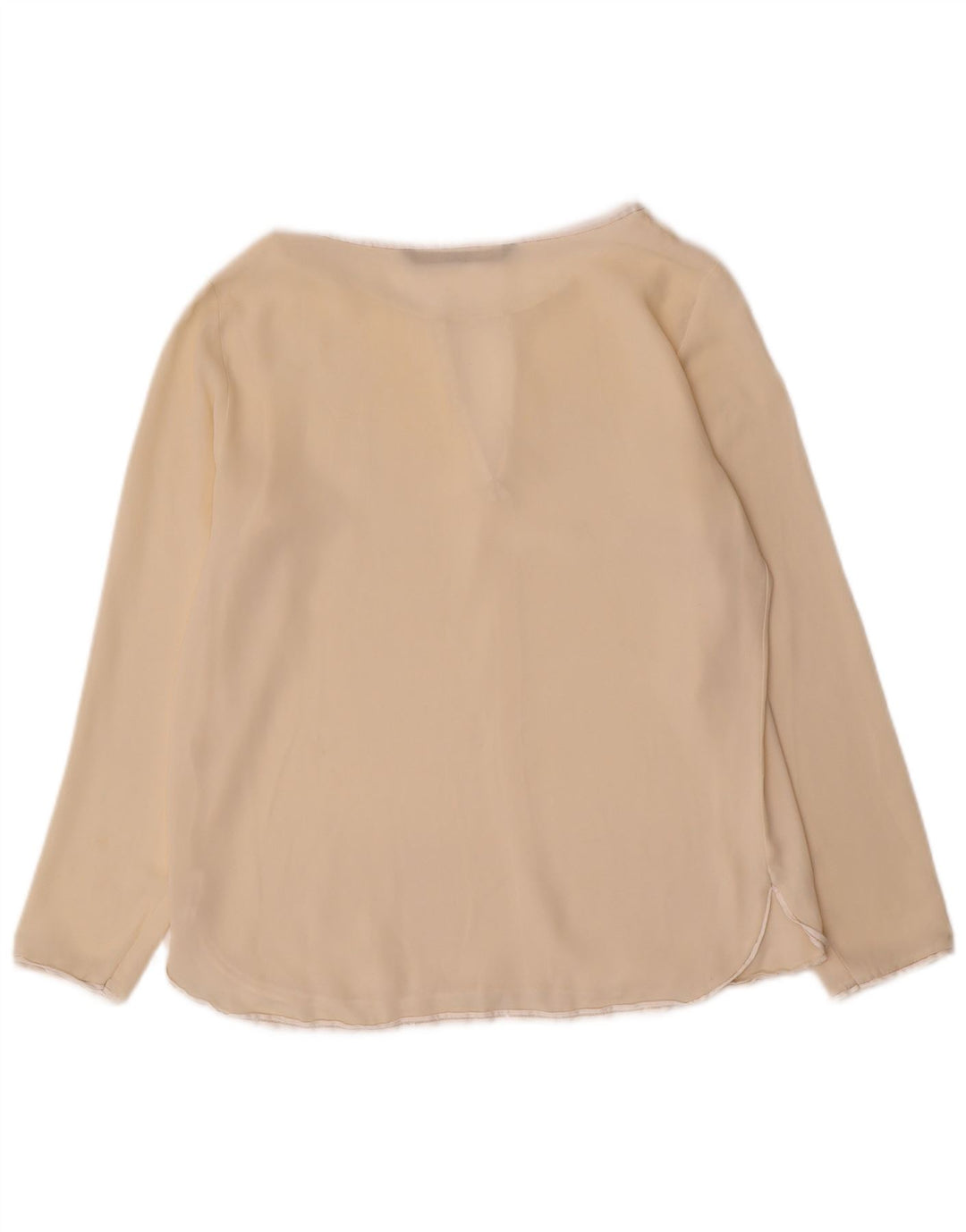 Zara Mujer Blusa De Manga Larga Top UK 10 Small Beige